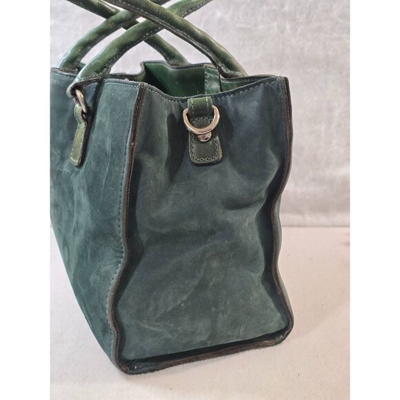 Patricia Nash Dark Green Leather Brushed Italian Nubuck Primrose Satchel Handbag - Picture 3 of 13